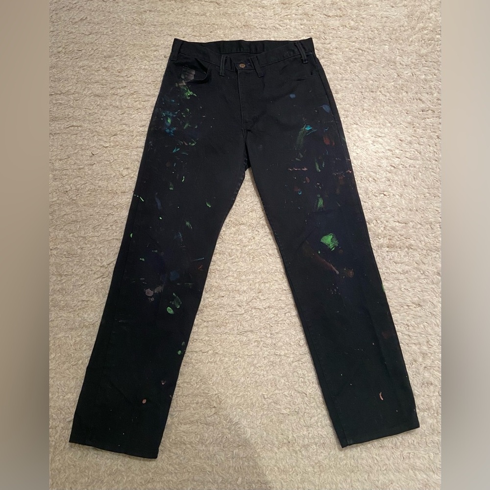 Vintage 1960s Big E Levi’s Black Denim Jeans Black Tab Men’s Paint Pants